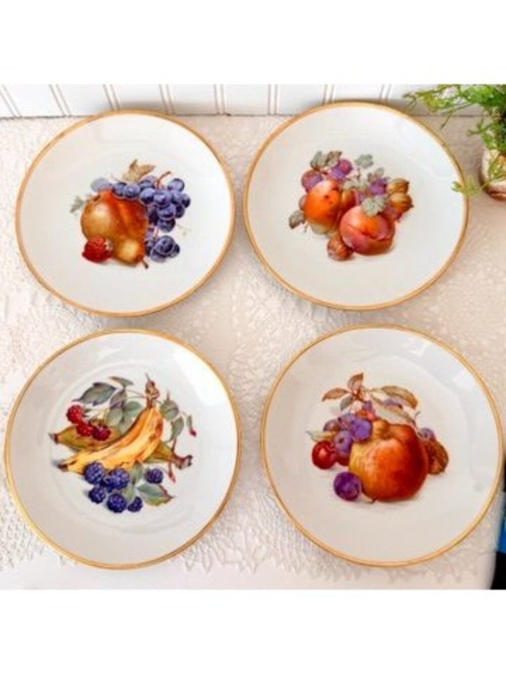 Vintage Eschenbach Bavaria Baronet China Set of 4 Fruit Plates Germany 7.75"